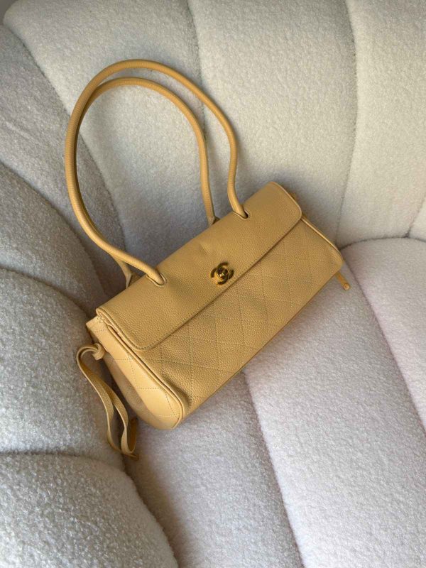 Chanel Beige Urban Essential East West Shopping Tote Caviar Leather