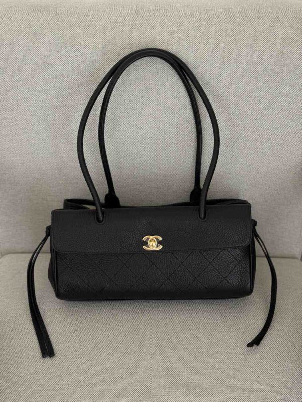 Chanel Black Urban Essential East West Shopping Tote Caviar Leather
