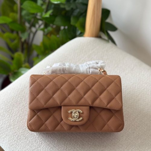 Chanel Dark Beige Caviar Mini Flap Bag