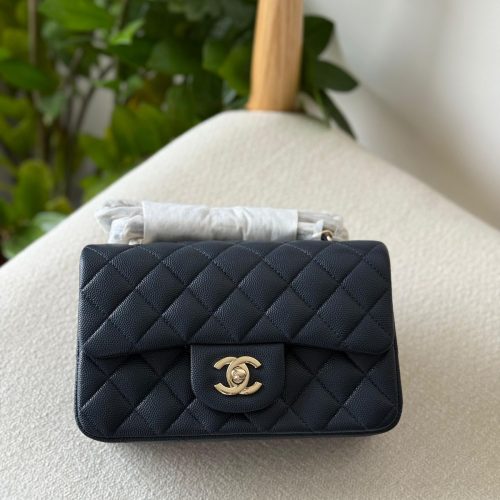 Chanel Dark Blue Caviar Mini Flap Bag