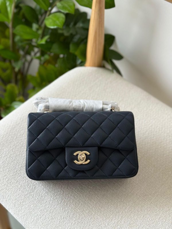 Chanel Dark Blue Caviar Mini Flap Bag