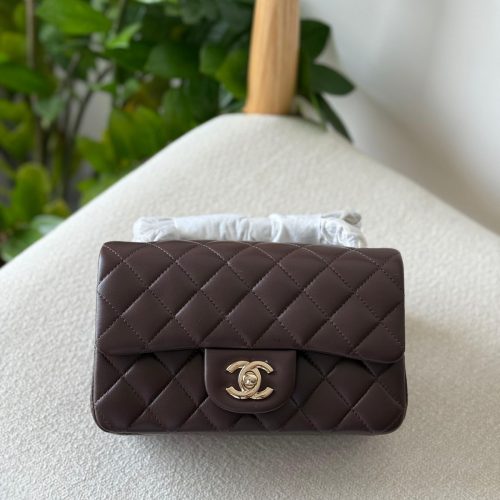 Chanel Classic Mini Flap Bag 20CM Dark Brown Lambskin