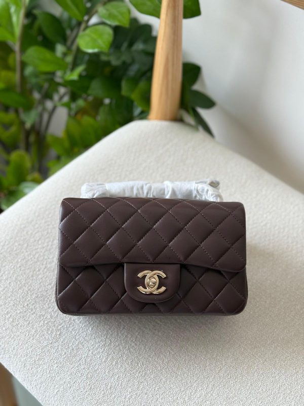 Chanel Classic Mini Flap Bag 20CM Dark Brown Lambskin