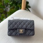 Chanel Dark Grey Lambskin Mini Flap Bag SHW