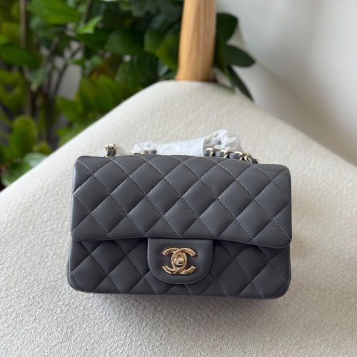 Chanel Dark Grey Lambskin Mini Flap Bag