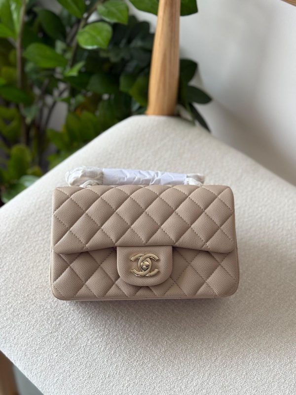 Chanel Light Beige Caviar Mini Flap Bag GHW