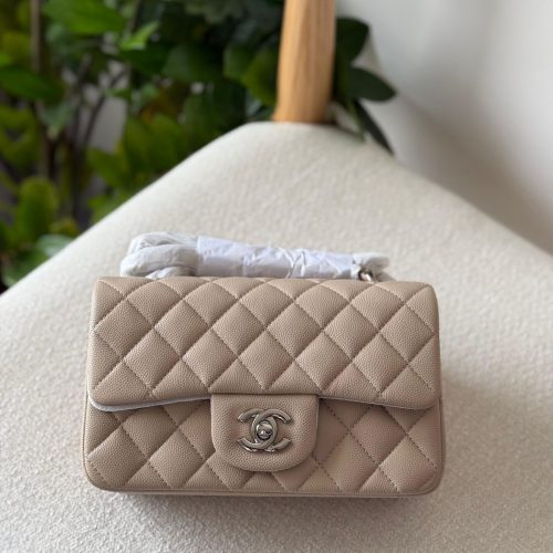 Chanel Light Beige Caviar Mini Flap Bag