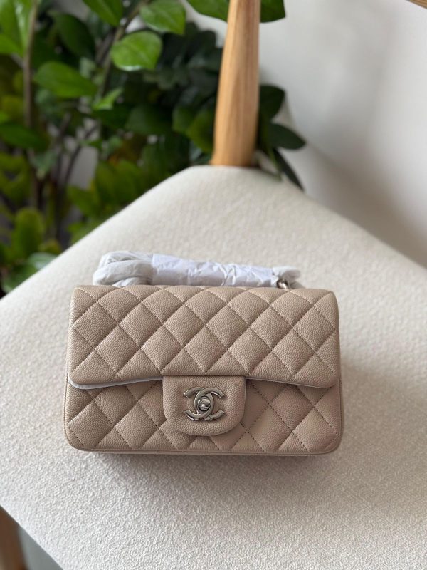 Chanel Light Beige Caviar Mini Flap Bag
