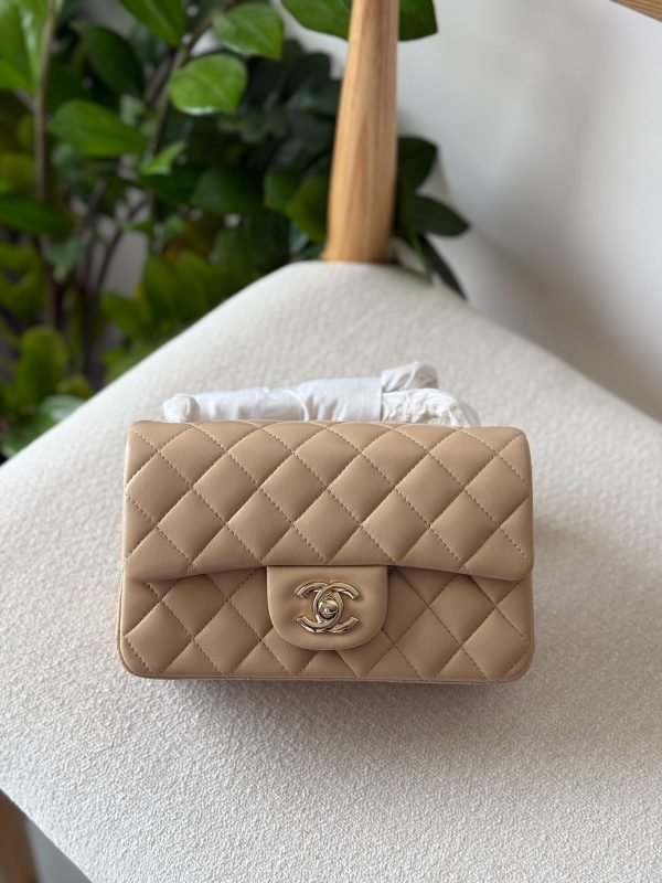 Chanel Classic Mini Flap Bag 20CM Light Gold Lambskin Leather
