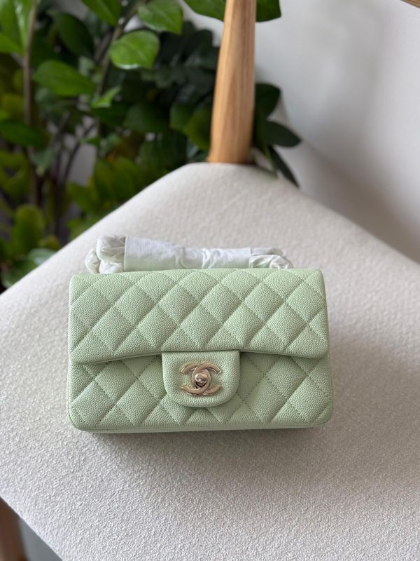 Chanel Light Mint Caviar Mini Flap Bag