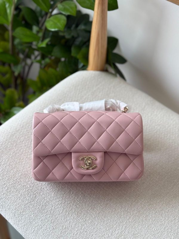 Chanel Classic Mini Flap Bag 20CM Light Pink Lambskin Leather