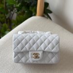 Chanel Classic Mini Flap Bag 20CM White Caviar Leather Gold Hardware