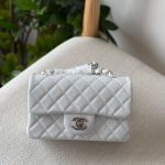 Chanel White Caviar Leather Mini Flap Bag