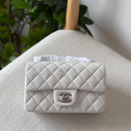 Chanel White Lambskin Mini Flap Bag