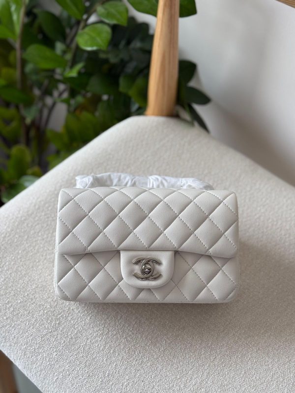 Chanel White Lambskin Mini Flap Bag