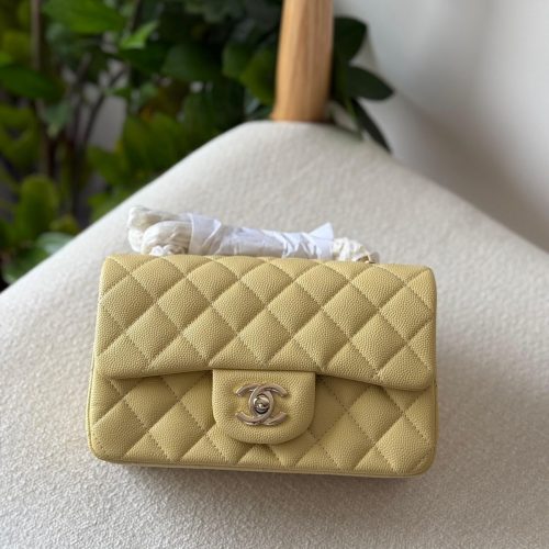 Chanel Yellow Caviar Leather Mini Flap Bag