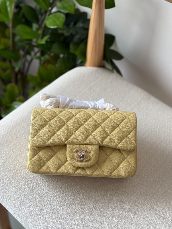Chanel Yellow Caviar Leather Mini Flap Bag