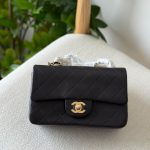 Chanel Classic Vintage Mini Flap Bag 20CM Black Lambskin Leather Gold Hardware