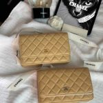 Chanel Classic Wallet On Chain Beige Lambskin Leather