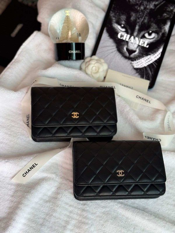 Chanel Classic Wallet On Chain Black Lambskin Leather