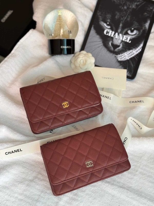 Chanel Classic Wallet On Chain Burgundy Caviar Leather
