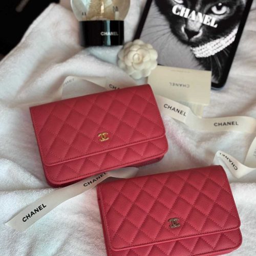 Chanel Classic Wallet On Chain Dark Pink Caviar Leather