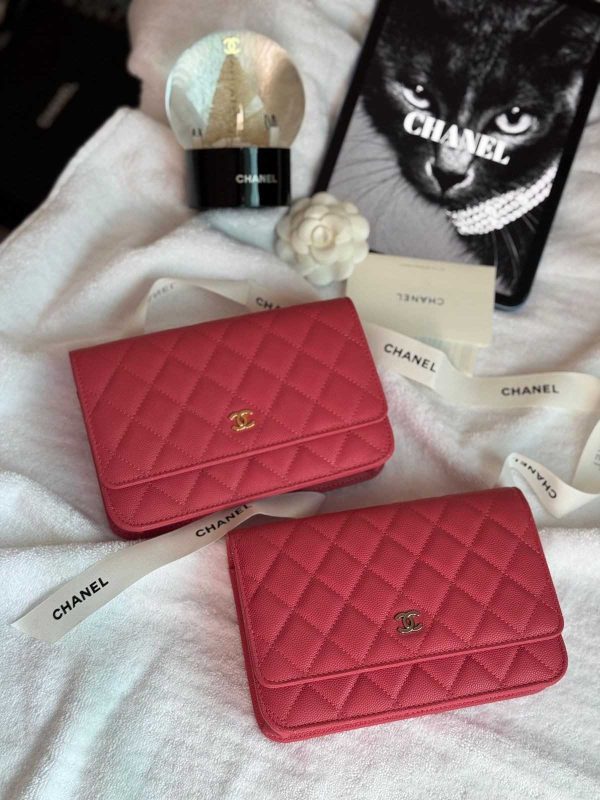 Chanel Classic Wallet On Chain Dark Pink Caviar Leather