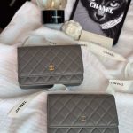 Chanel Classic Wallet On Chain Grey Lambskin Leather