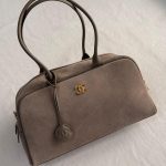 Chanel Dark Beige Suede Calfskin Large Perfect Bowling Bag