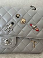 Chanel Metallic Silver Space Charm Quilted Flap Bag SHW - Image 4