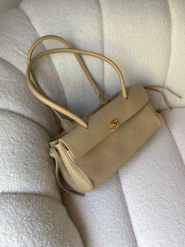 Chanel Milk Coffee Urban Essential East West Shopping Tote Caviar Leather