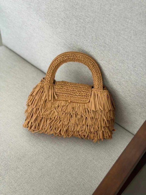 Chanel Kelly Bag Mini Fringe Beige Raffia