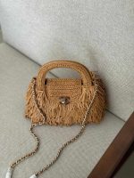 Chanel Kelly Bag Mini Fringe Beige Raffia