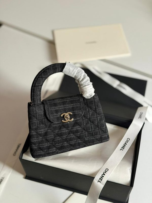 Chanel Kelly Bag Mini Black Denim Wash