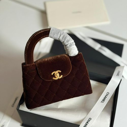 Chanel Kelly Bag Mini Brown Velvet