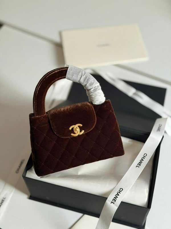 Chanel Kelly Bag Mini Brown Velvet