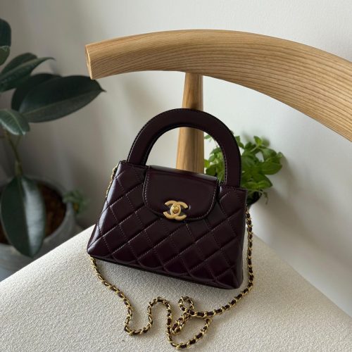 Chanel Kelly Bag Mini Dark Burgundy Calfskin