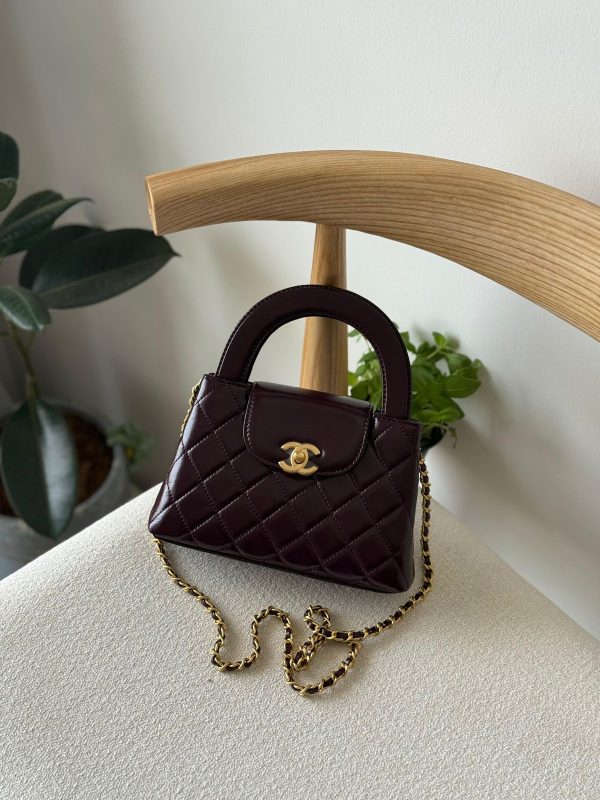 Chanel Kelly Bag Mini Dark Burgundy Calfskin
