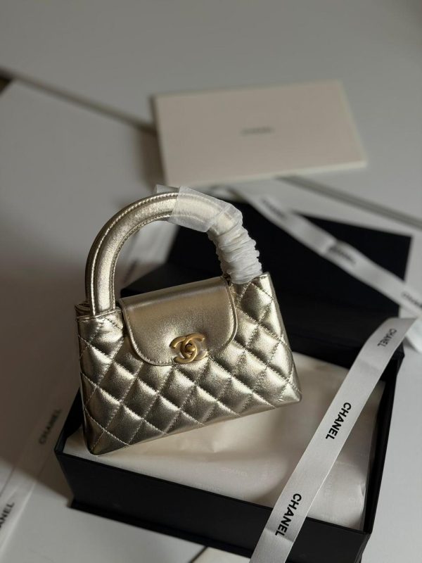 Chanel Kelly Bag Mini Metallic Light Gold Calfskin
