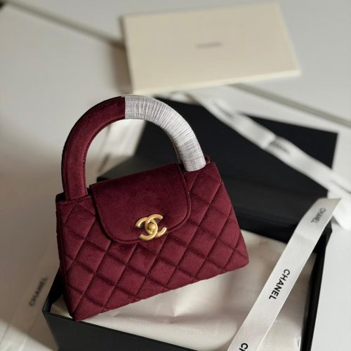 Chanel Kelly Bag Mini Rich Burgundy Velvet