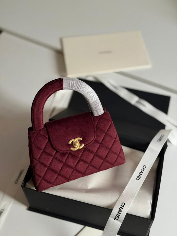 Chanel Kelly Bag Mini Rich Burgundy Velvet
