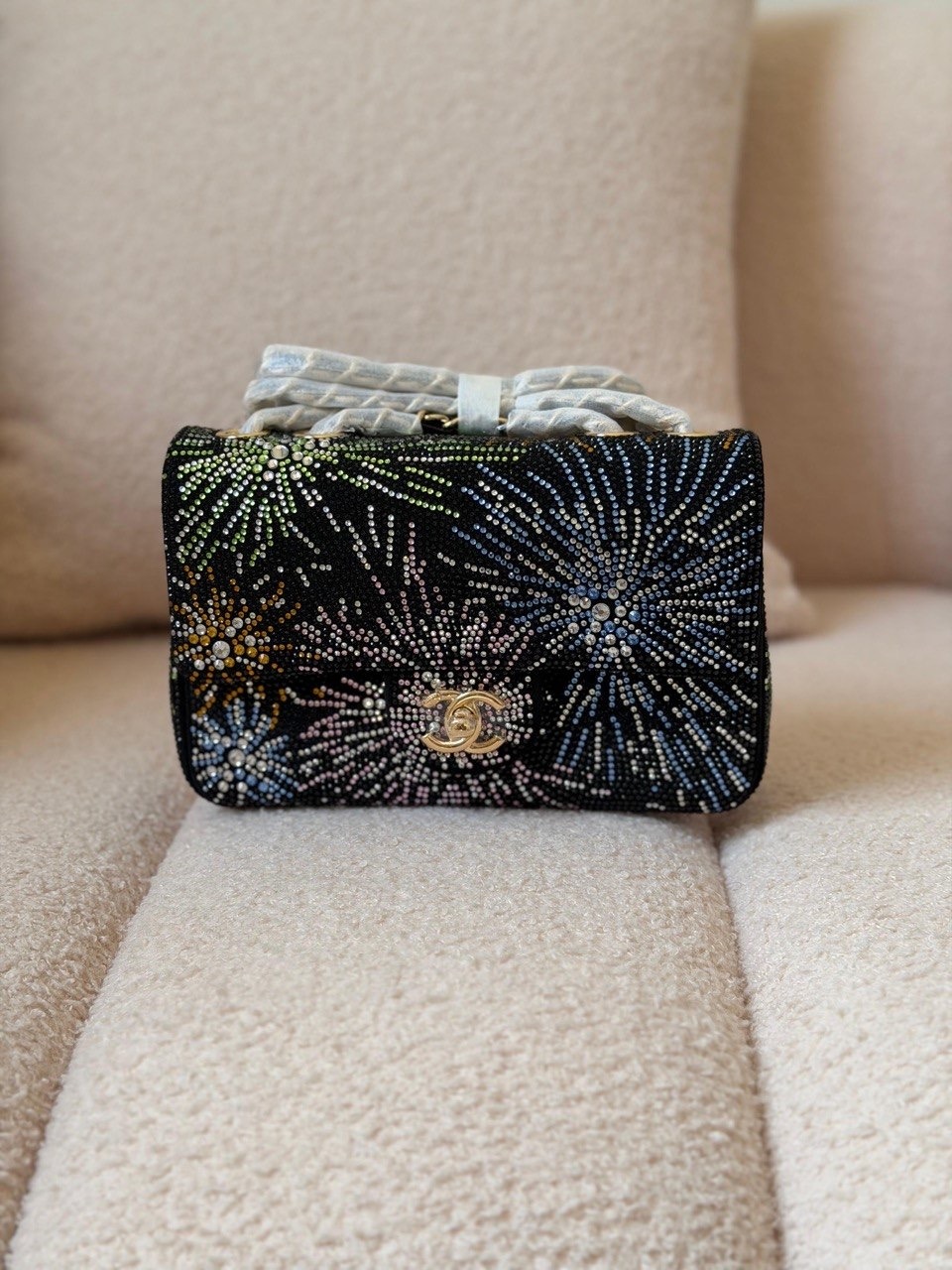 Chanel Multi-colored Crystals Firework Motif Coco Neige Evening Flap Bag Chanel Multi-Colored Crystals Firework Motif Coco Neige Evening Flap Bag - Image 1