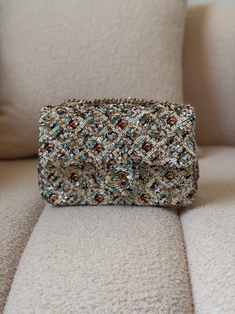 Chanel Multicolored Sequin Mini Rectangular Classic Flap Bag Chanel Multicolor Sequin Mini Flap Bag
