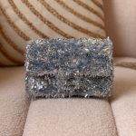 Chanel Silver Sequin Mini Rectangular Fringe Flap Bag