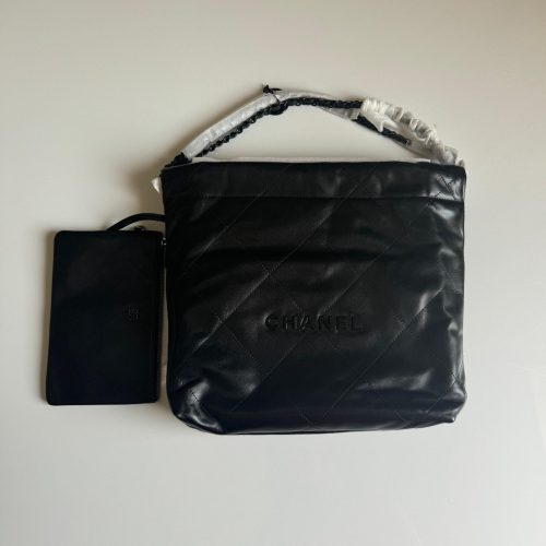 Chanel 22 Small Black Calfskin Hardware Bag