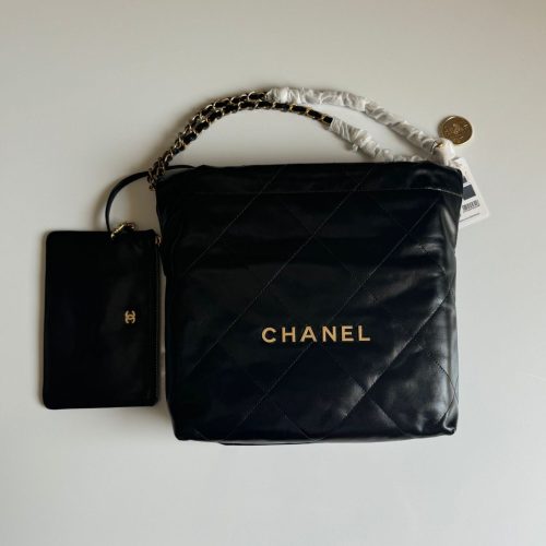 Chanel 22 Small Black Calfskin Gold Hardware Bag