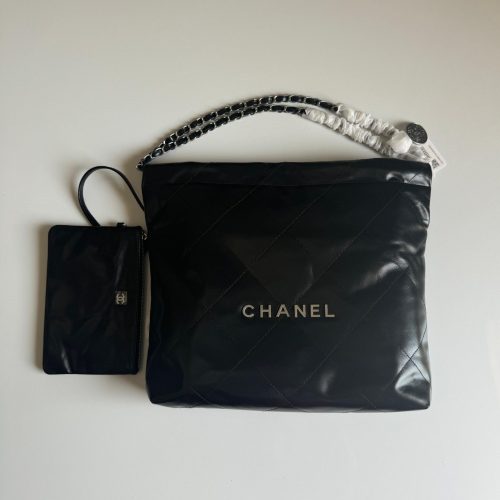 Chanel 22 Small Black Calfskin silver Hardware Bag