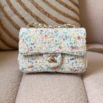 Chanel White Multicolor Tweed Sequin Quilted Mini Rectangular Flap Bag