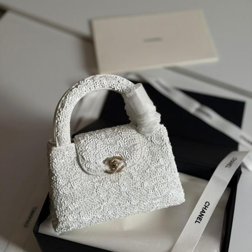 Chanel Kelly Bag Mini White Sequin
