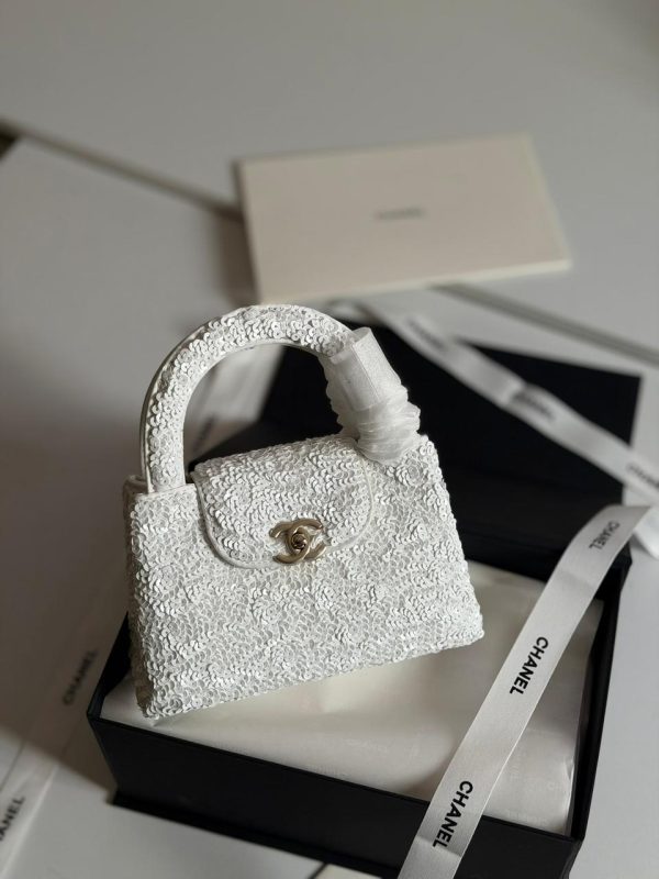 Chanel Kelly Bag Mini White Sequin